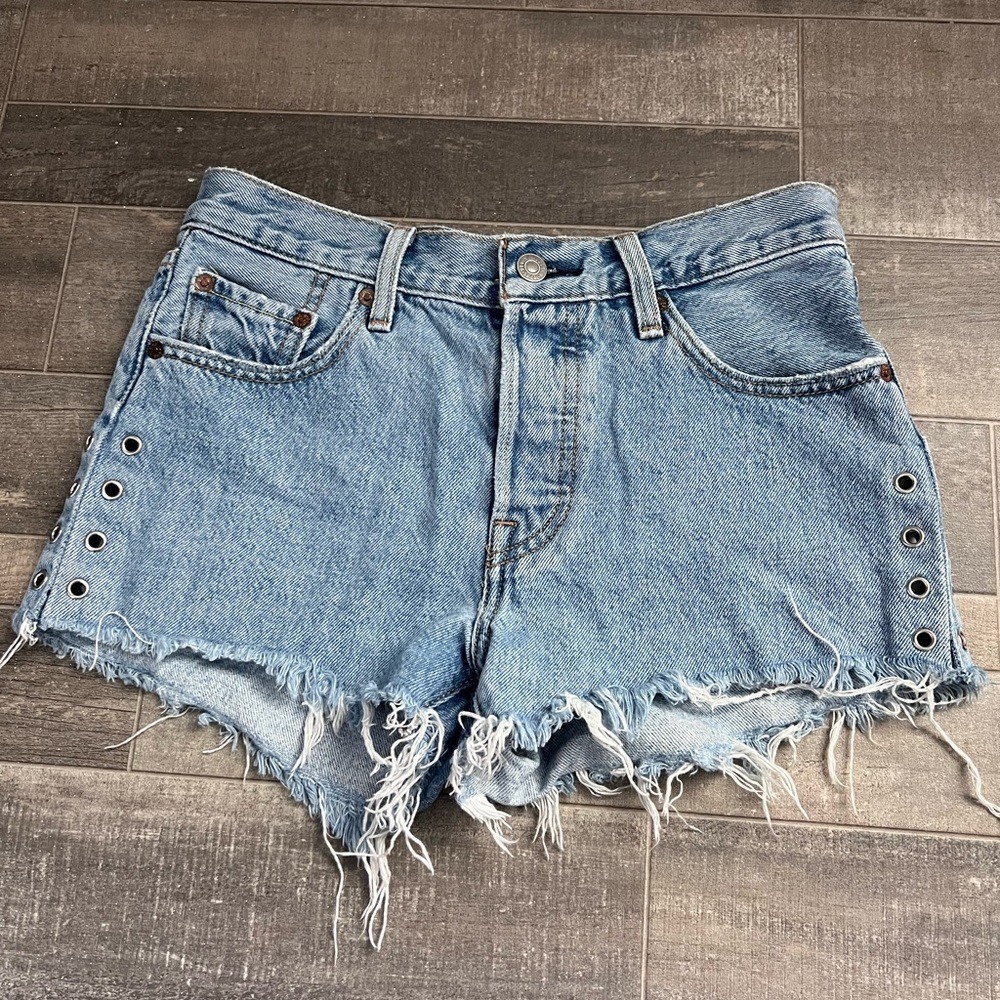 Levi's 501 Sz 25 Denim Blue Women's Frayed Shorts
